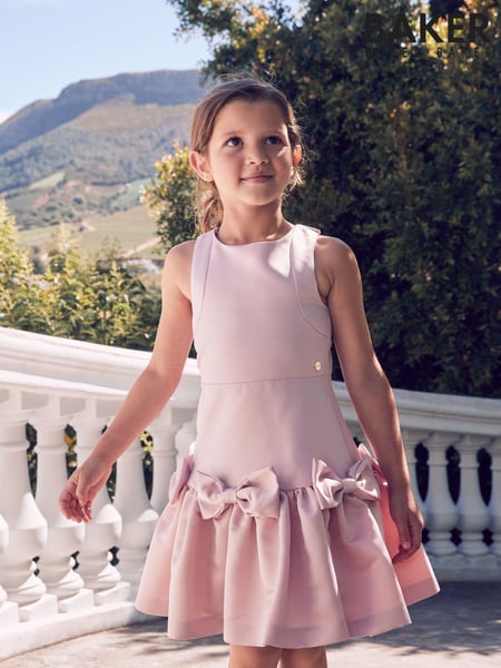 Baker by Ted Baker Pink Satin Bow Detail Occasion Dress (E58842) | € 94 - € 101