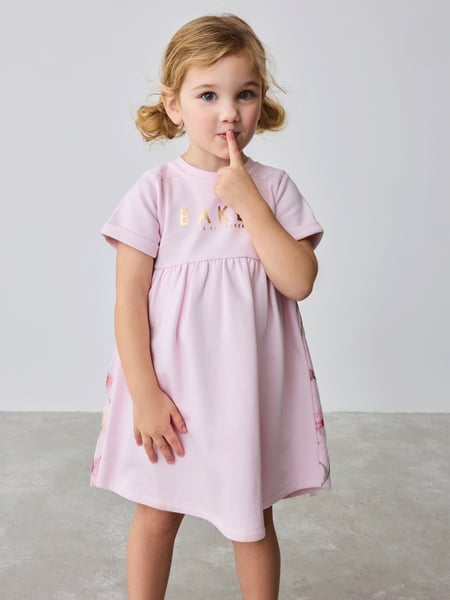 Baker by Ted Baker Pink Lace Trim Back Mesh Panel Detail Dress (E58845) | € 47 - € 55