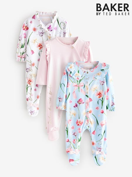 Baker by Ted Baker 100% Cotton Sleepsuits  3 Pack (E58866) | € 62 - € 67