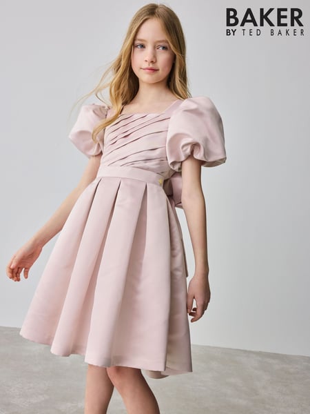 Baker by Ted Baker Pink Satin Bow Back Occasion Dress (E58901) | € 97 - € 108