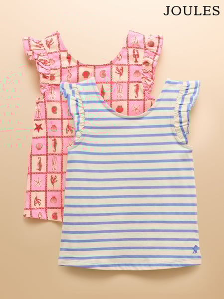 Joules Butterfly Pink/Blue Pack of Two Frill Vests (E59025) | € 28 - € 36