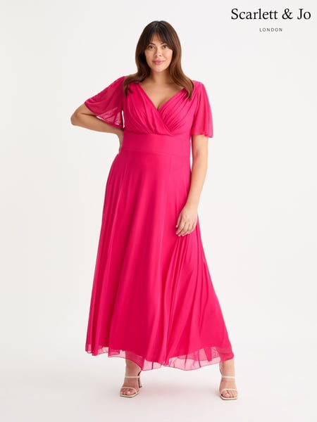 Scarlett & Jo Pink Isabelle Solid Float Sleeve Maxi Dress (E59537) | € 140
