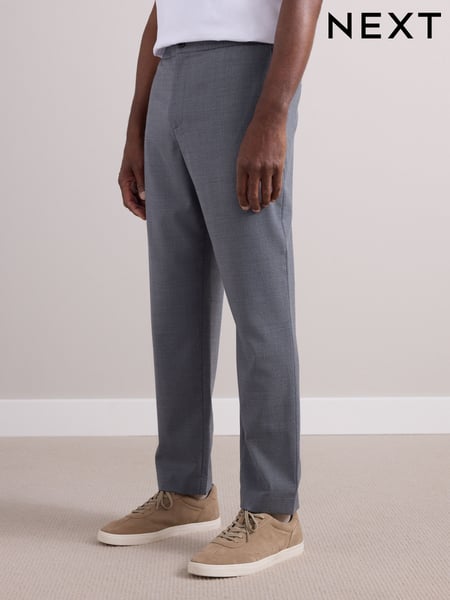 Grey Elasticated Waist Wool Rich Textured Formal Trousers (E59761) | € 103