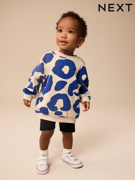 Blue/Black Sweat Top and Cycling Shorts Set (3mths-7yrs) (E60685) | € 17 - € 23