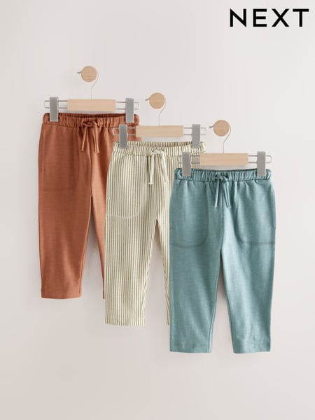 Blue/Rust Brown/Ecru Stripe 100% Cotton Lightweight Jersey Joggers (3mths-7yrs) (E60820) | € 26 - € 31