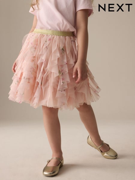 Pink Frill Mesh Floral Printed Skirt (3-16yrs) (E61291) | € 34 - € 43