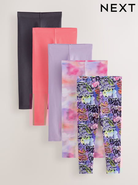 Purple/Pink/Graffiti Leggings 5 Pack (3-16yrs) (E61328) | € 28 - € 40