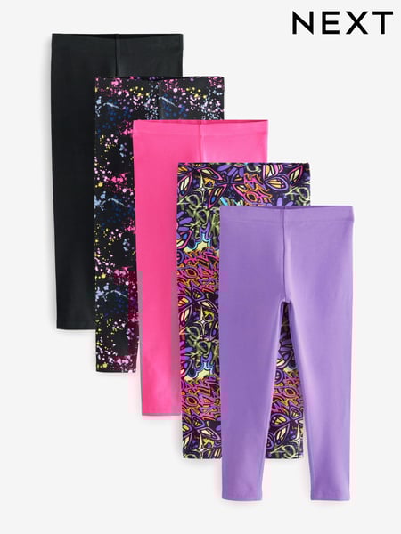 Black/Pink Grafitti Splat Leggings 5 Pack (3-16yrs) (E61330) | € 28 - € 40