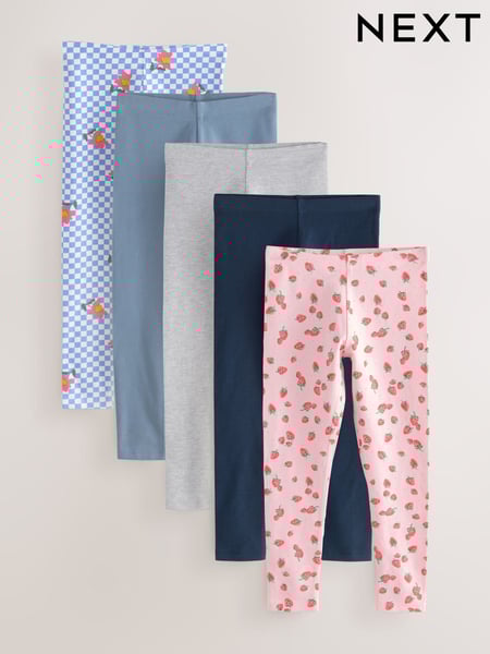 Strawberry/Blue/Navy Leggings 5 Pack (3-16yrs) (E61331) | € 28 - € 40