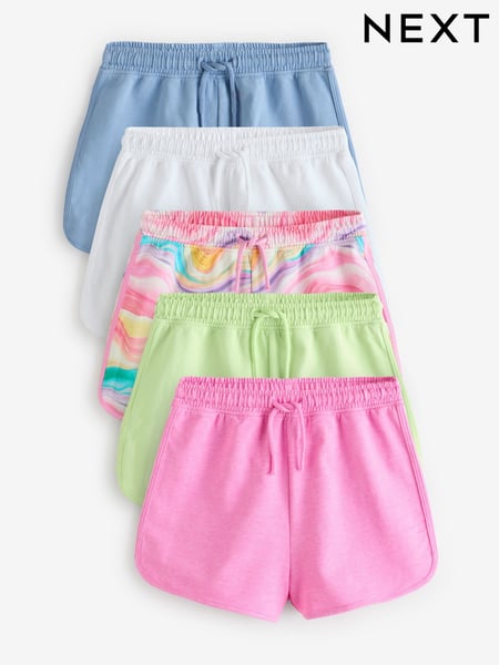 Multi Rainbow/Pink/Blue/White/Lime Jersey Shorts 5 Pack (3-16yrs) (E61336) | € 28 - € 37