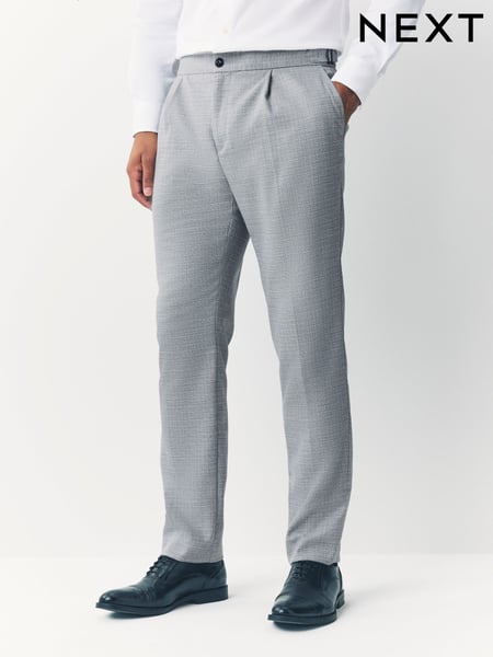 Grey Slim Fit Textured Side Adjuster Trousers (E62876) | € 60