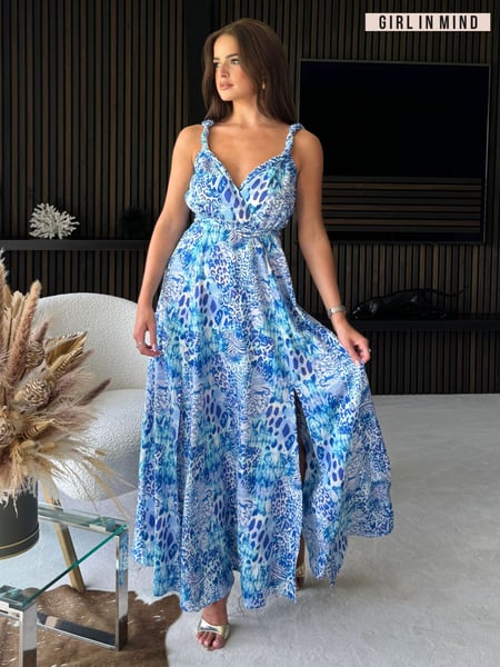 Girl In Mind Blue Roma Animal Maxi Dress (E62957) | € 35