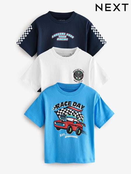Blue/Black Short Sleeve T-Shirts 3 Pack (3mths-7yrs) (E63192) | € 21 - € 27
