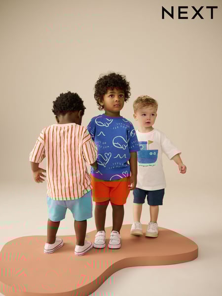 Blue 100% Cotton Short Sleeve T-Shirts & Shorts Set 3 Pack (3mths-7yrs) (E63599) | € 43 - € 48