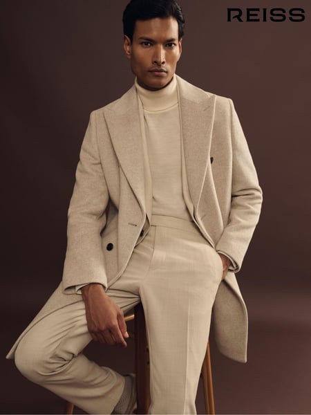 Reiss Oatmeal Timpano Wool-Blend Double-Breasted Coat (E63736) | € 543