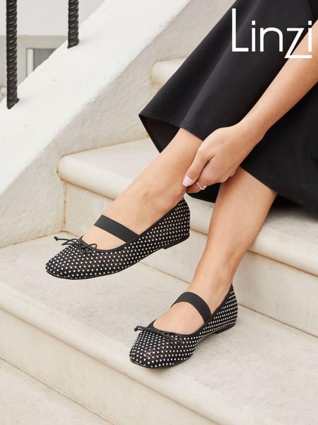 Linzi Black Cecilia Flat Diamante Embellished Mary Jane Shoes (E63945) | € 53