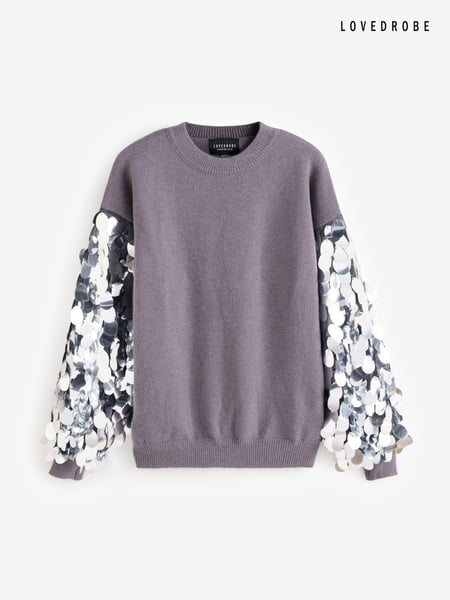 Lovedrobe Grey Disc Sequin Sleeve Detail Jumper (E64085) | € 47