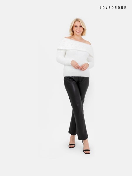 Lovedrobe Pearl Detail Bardot Jumper Dress (E64103) | € 29