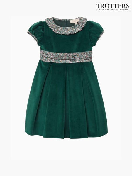 Trotters London Green Liberty Print Christmas Ragged Robin Velvet Party Dress (E64166) | € 82 - € 89