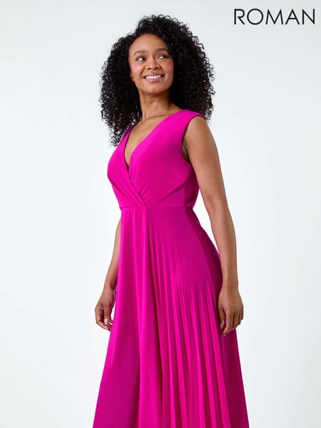 Roman Pink Pleat Detail Stretch Wrap Dress (E64237) | € 47