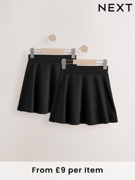 Black Pull On Skort 2 Pack With Jersey Stretch (3-17yrs) (E65039) | € 26 - € 43