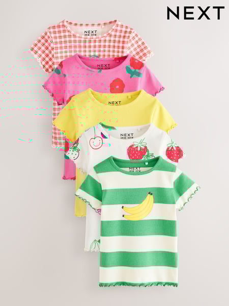 Red Short Sleeve Ribbed T-Shirts 5 Pack (3mths-7yrs) (E65353) | € 28 - € 35