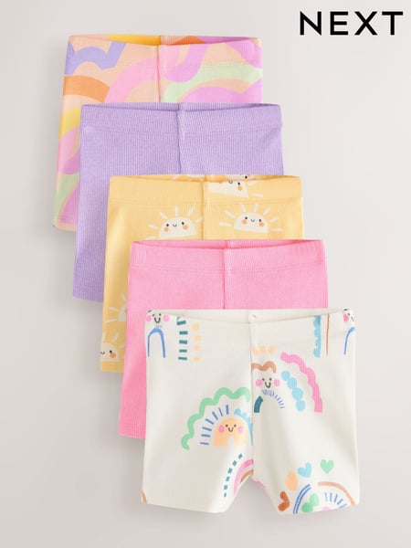 Rainbow Ribbed Cycle Shorts 5 Pack (3mths-7yrs) (E65366) | € 23 - € 28