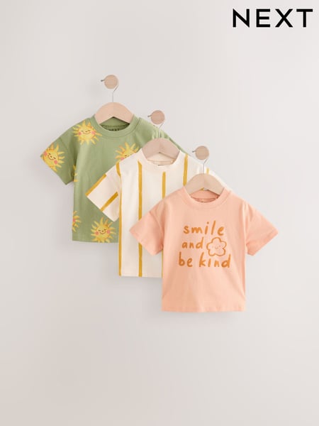 Green Short Sleeve 100% Cotton T-Shirts 3 Pack (3mths-7yrs) (E65367) | € 21 - € 27