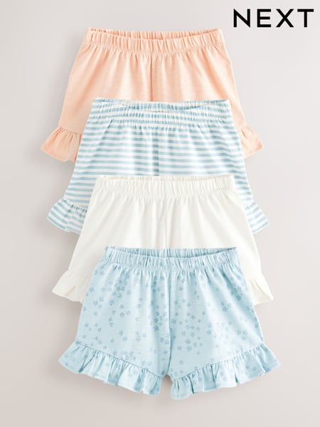 Blue Frill 100% Cotton Shorts 4 Pack (3mths-7yrs) (E65371) | € 23 - € 28