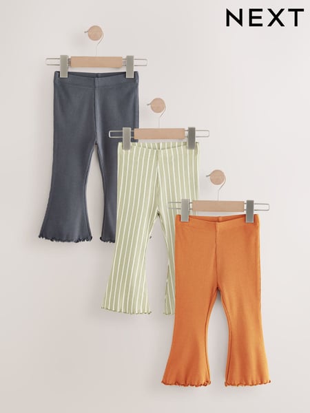 Green Ribbed Flare Leggings 3 Pack (3mths-7yrs) (E65383) | € 18 - € 24