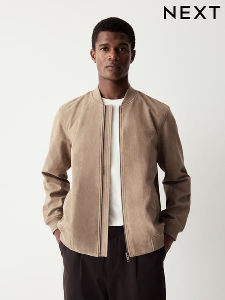 Neutrale Farbe - Faux Suede Bomber Jacket (E66499) | 90 €