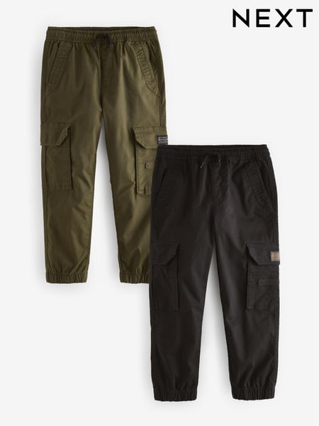 Black/Khaki Green Cargo Trousers 2 Pack (3-16yrs) (E66588) | € 43 - € 57