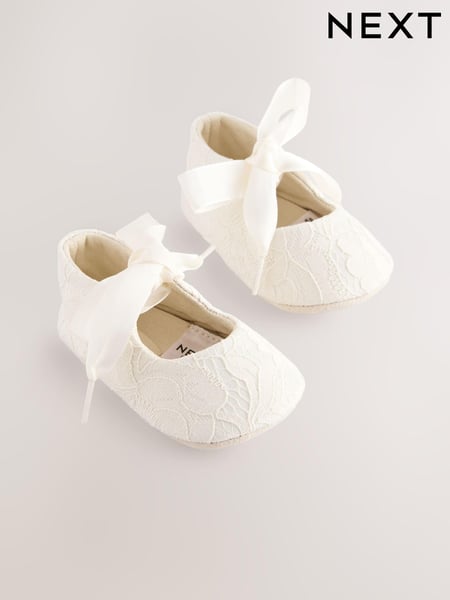 Cream Lace Baby Tie Front Occasion Shoes (0-24mths) (E66638) | € 14