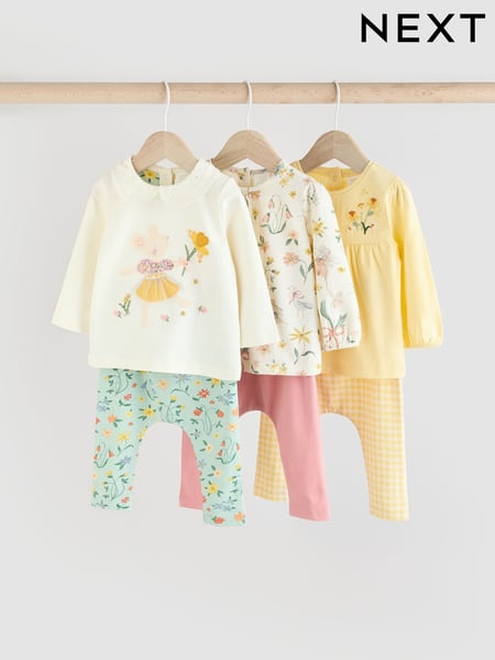 Yellow Fairy Mouse Baby Long Sleeve Top And Leggings 6 Piece Set (0mths-3yrs) (E67029) | € 43 - € 45