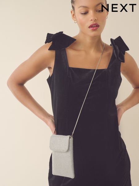 Silver Tone Sparkle Cross-Body Phone Bag (E67540) | € 38