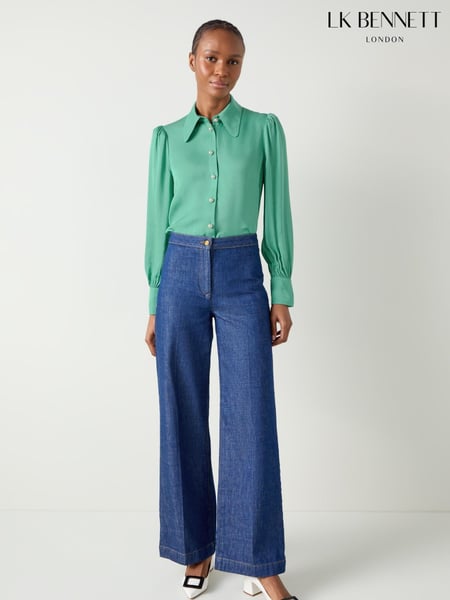 LK Bennett Light Green Sonya Satin Crepe Blouse (E67845) | € 116