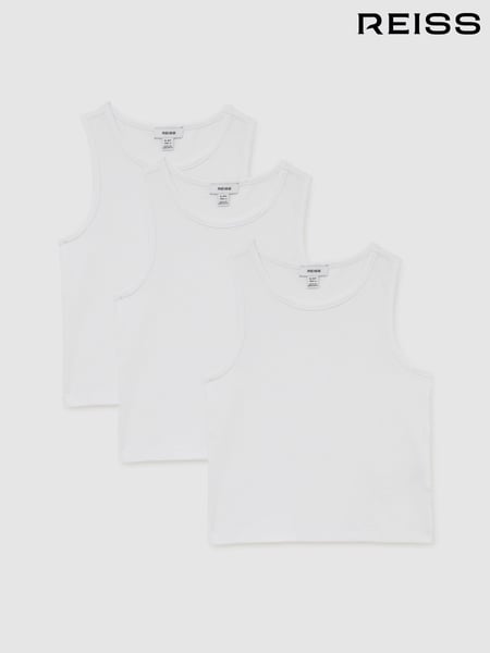 Reiss White Jaden 3 Pack 3-9 yrs Cotton Stretch Ribbed Vest 3 Pack (E67980) | € 28