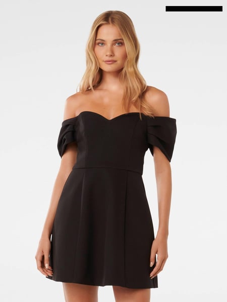 Forever New Black Sylvia Off Shoulder Mini Dress (E69711) | € 86