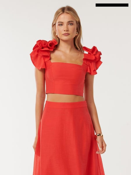 Forever New Red Rachel Ruffle Top (E69727) | € 50