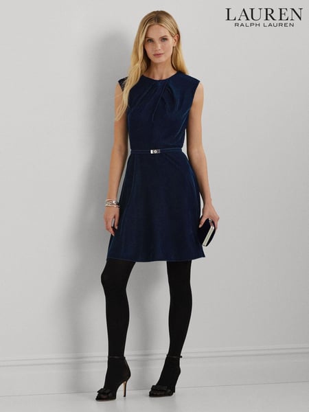 Lauren Ralph Lauren Velvet 100% Cotton Belted Mini Dress (E69741) | € 348