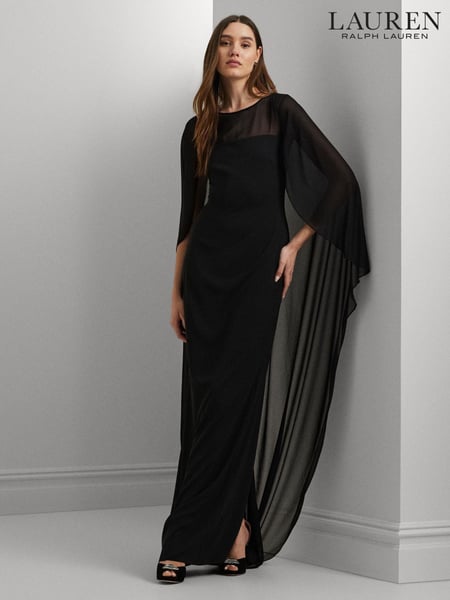 Lauren Ralph Lauren Silky Cape Georgette Black Gown (E69744) | € 327