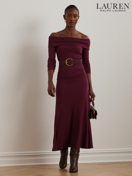 Lauren Ralph Lauren Rib-Knit Off-the-Shoulder Midi Dress (E69769) | € 147