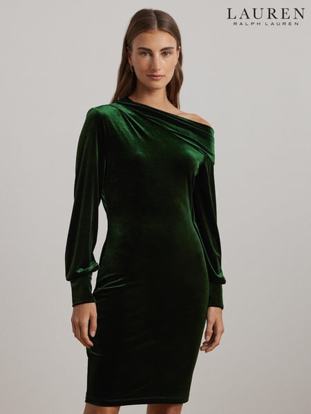 Lauren Ralph Lauren Green Luxe Velvet Dress (E69837) | € 435