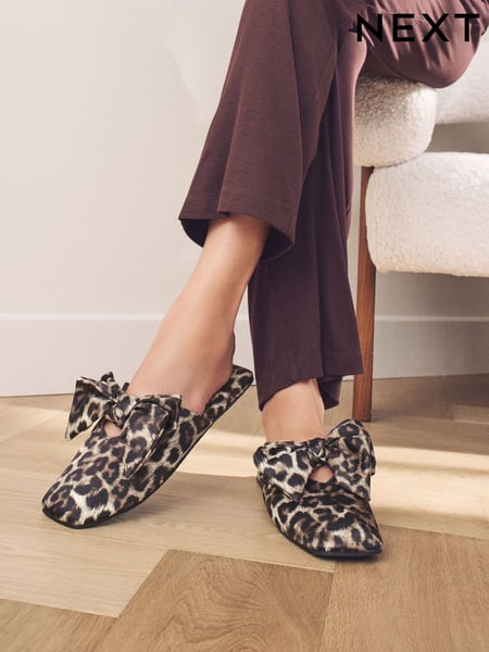 Animal - Linen Blend Bow Mule Slippers (E69996) | 29 €