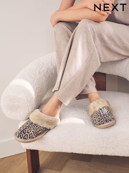 Animal - Suede Faux Fur Lined Mule Slippers (E70000) | 31 €