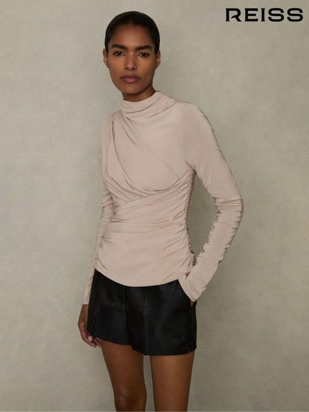 Reiss Blush Eleni Ruched Long Sleeve Top (E70175) | € 262