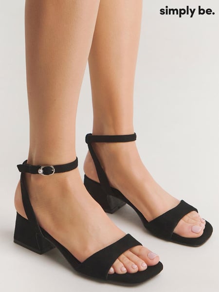 Simply Be Black Barely There on Low Block Heels in Extra Wide Fit (E71172) | € 45