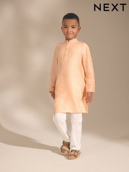 Light Orange EMB EID Kurta (3mths-16yrs) (E71303) | € 28 - € 38