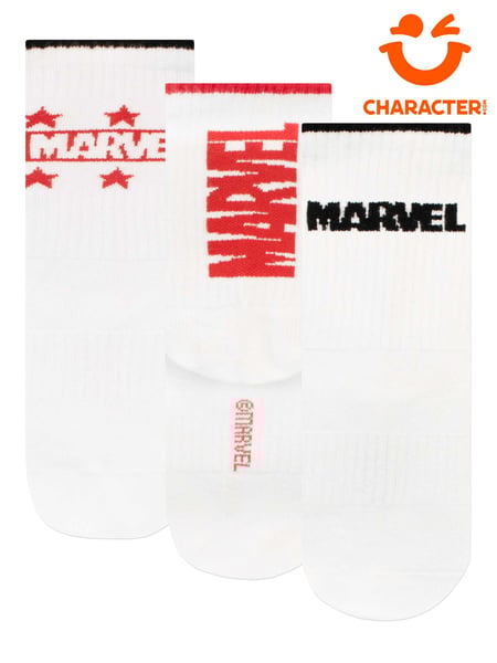 Character White Marvel Logo Socks 3 Pack (E72580) | € 9