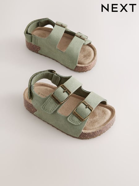 Green Standard Fit (F) Double Buckle Cushioned Footbed Sandals (E72672) | € 20 - € 24